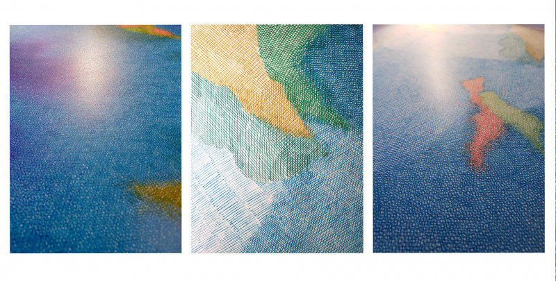Résurgence I, 2026 - Stylos à bille BIC sur papier - 40x80 cm  - détails en photos - Inès de Chefdebien