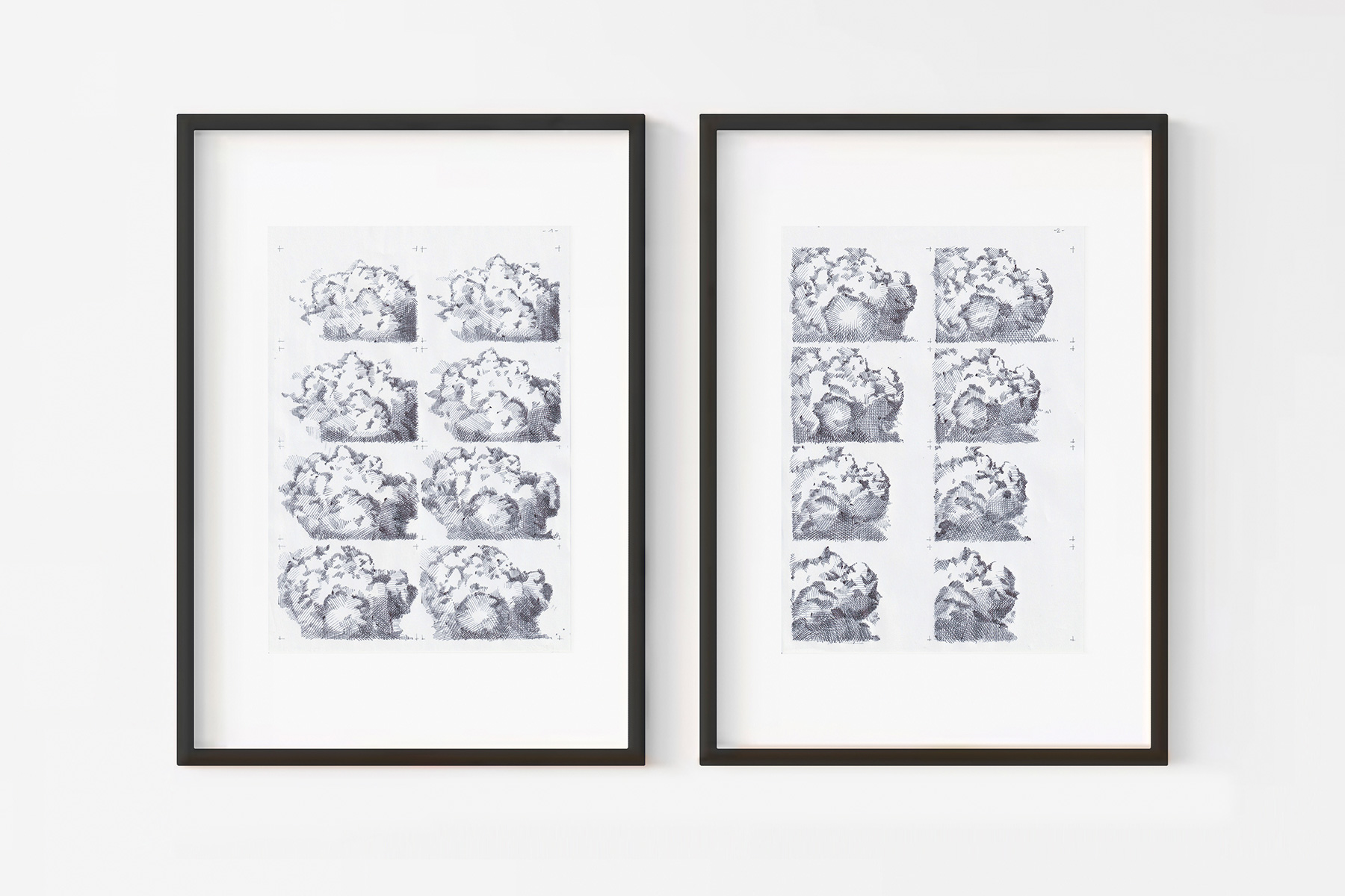 Nuages IV, 2019 - Stylo à bille sur papier - duo 29,7x21 cm - Inès de Chefdebien