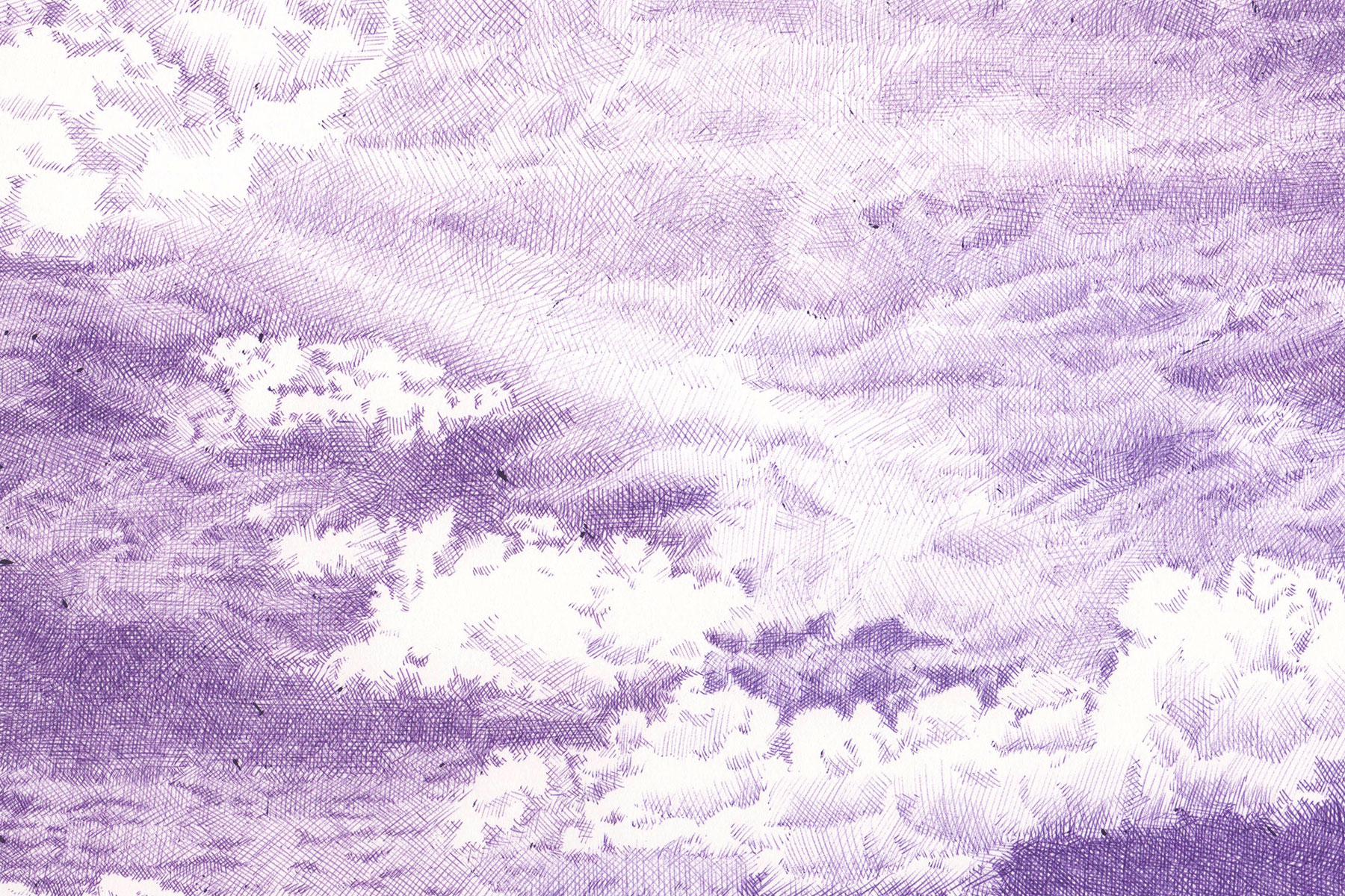 Nuages XII, 2021 - Stylo à bille BIC sur papier - 30x40 cm - Inès de Chefdebien